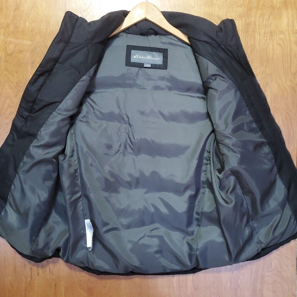 Eddie Bauer Puffer Vest Mens SMALL Minimum 80% Down Black Full Zip EB650 - Picture 2 of 8